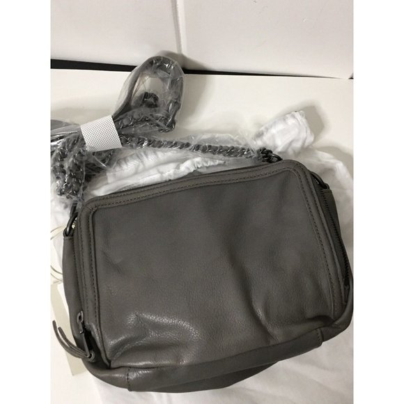 NWT liebeskind berlin small Crossbody handbag Annett Grey Leather Zip Detail - Picture 4 of 9